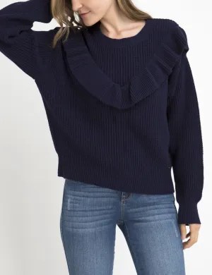 RUFFLE V-NECK SWEATER