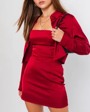 Satin Cropped Button Down Top
