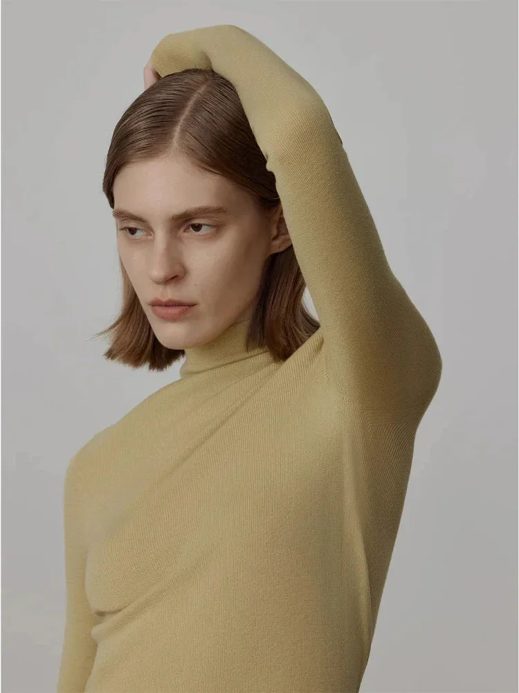 Seamless Merino Wool Turtleneck Sweater