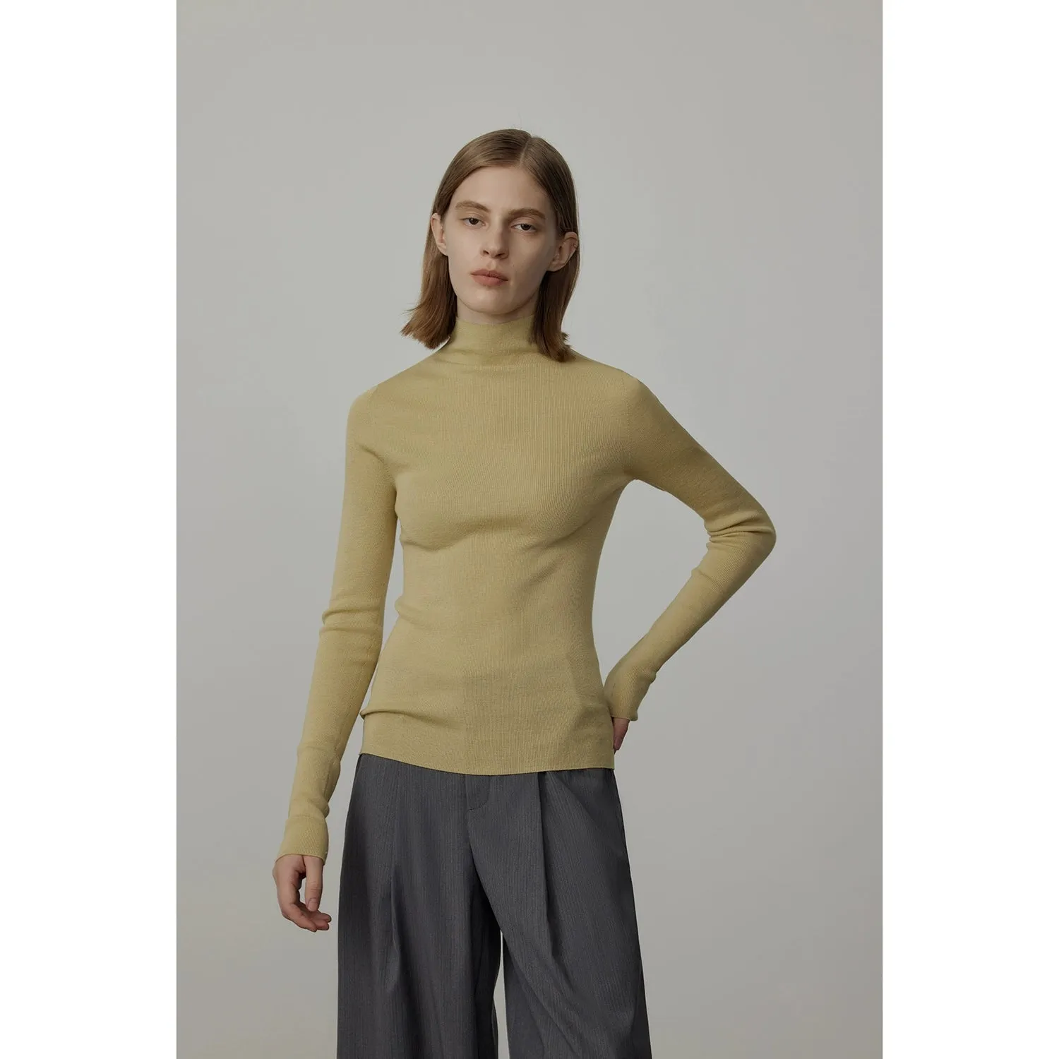 Seamless Merino Wool Turtleneck Sweater