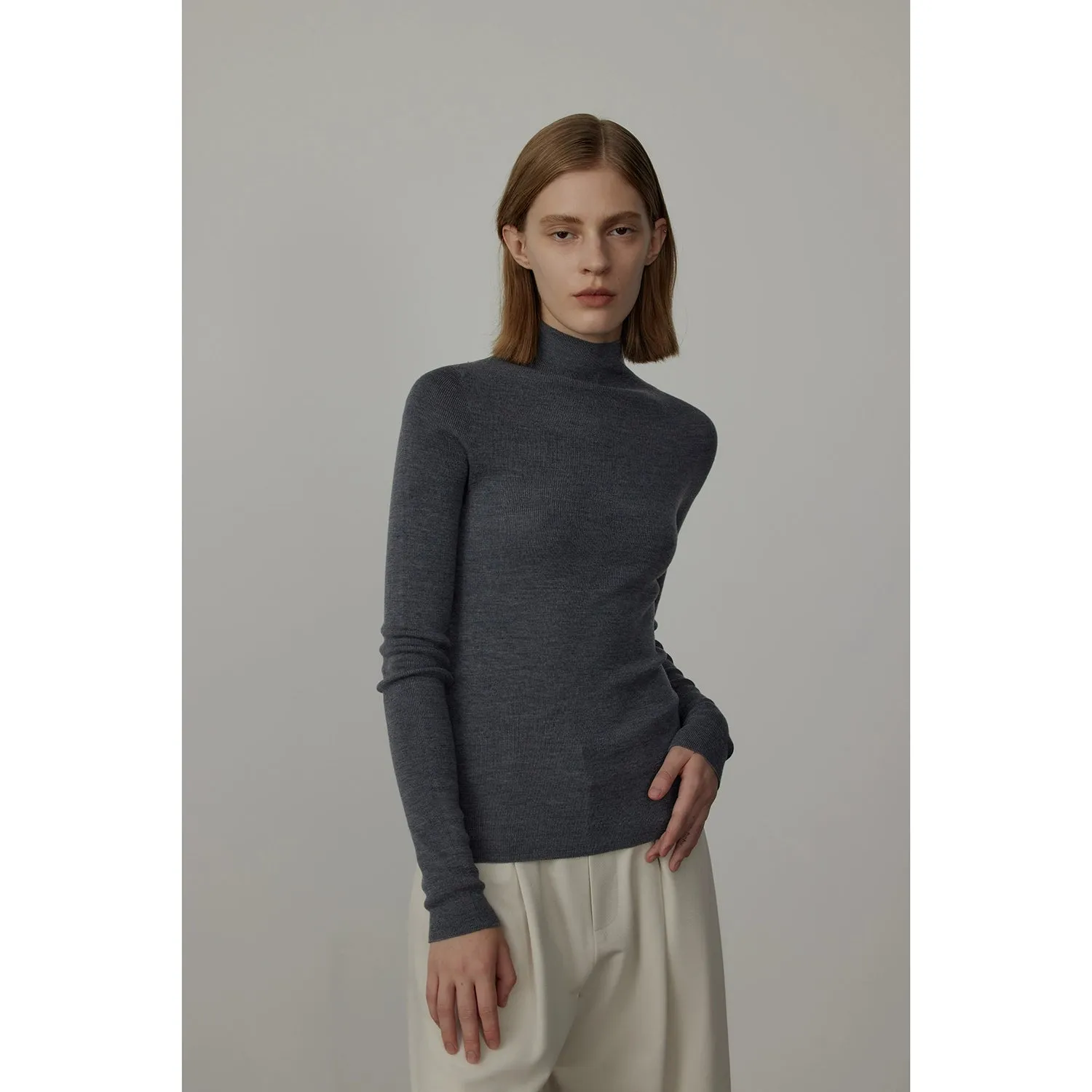 Seamless Merino Wool Turtleneck Sweater