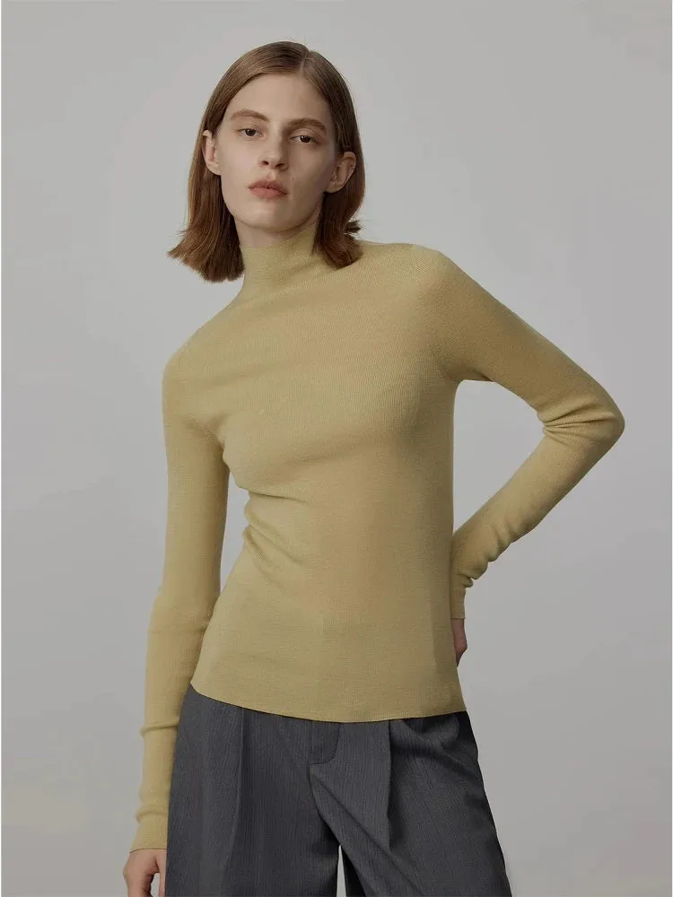 Seamless Merino Wool Turtleneck Sweater