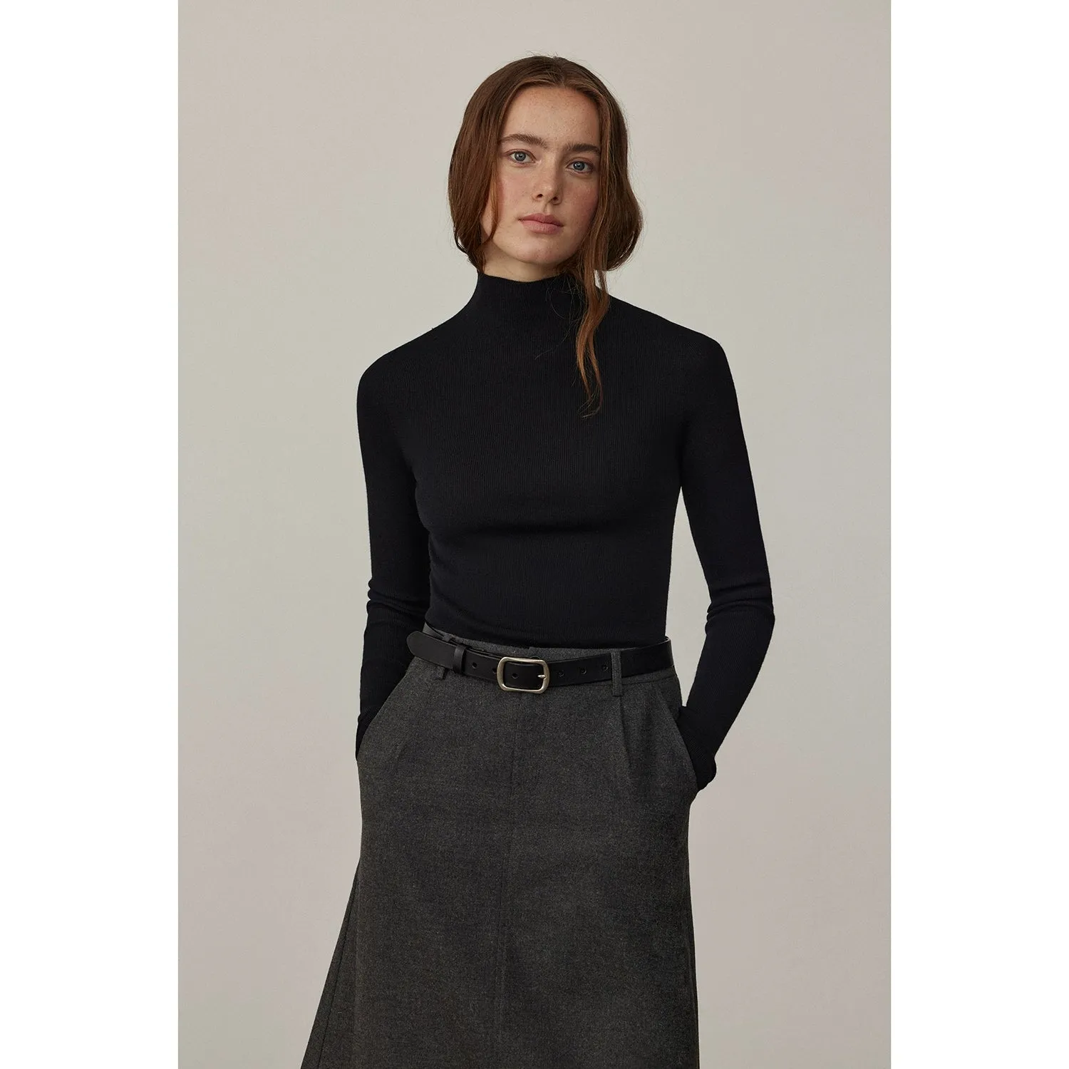 Seamless Merino Wool Turtleneck Sweater