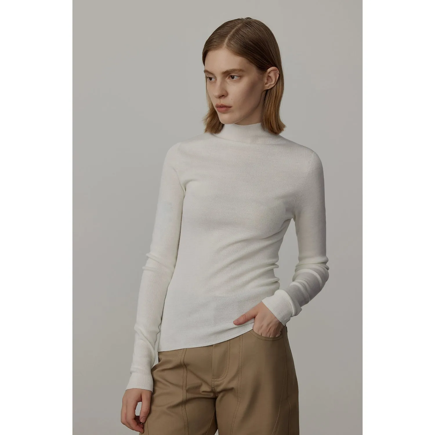 Seamless Merino Wool Turtleneck Sweater