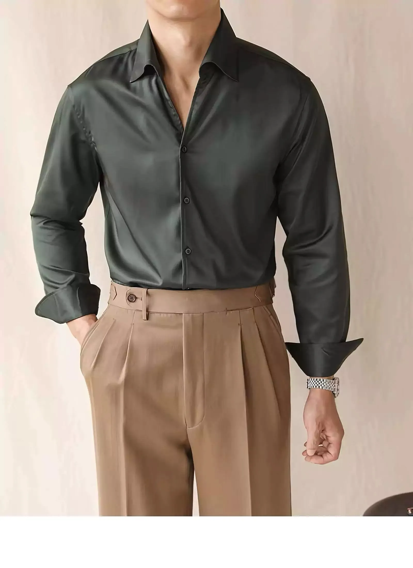 Slim Fit Long Sleeve Business Shirt