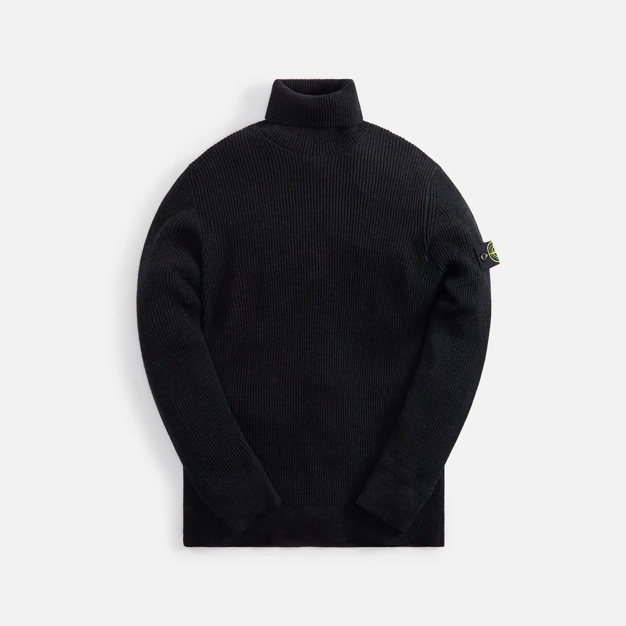 Stone Island Turtleneck Knit Full Rib Wool Melange - Charcoal