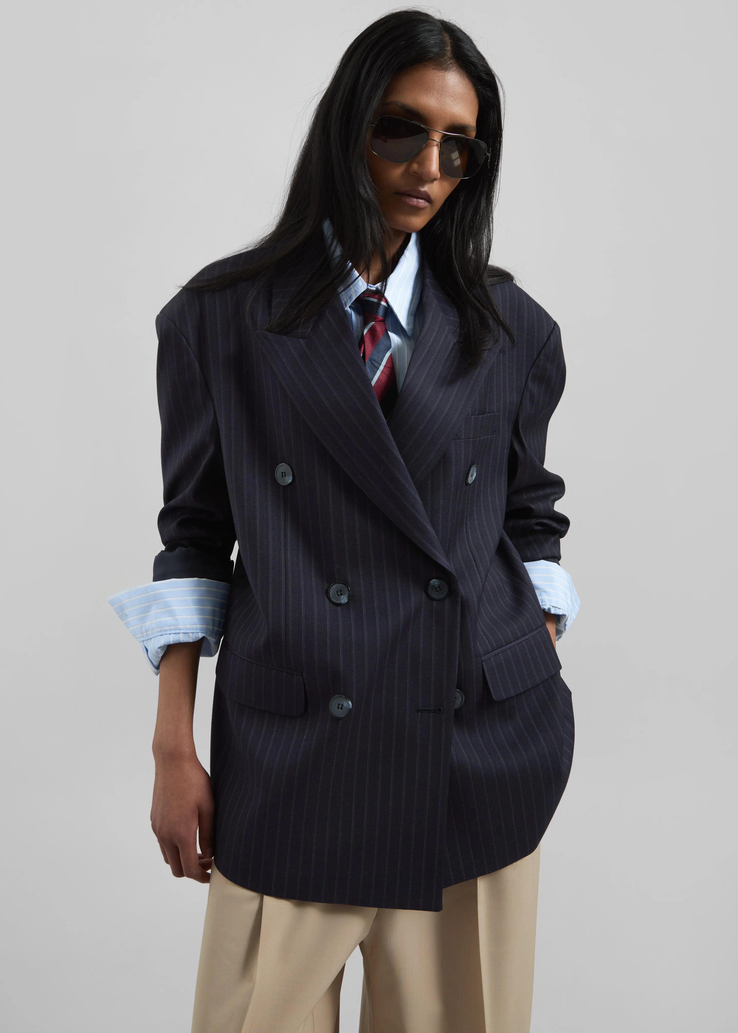 Tarbert Double-Breasted Blazer - Navy Pinstripe