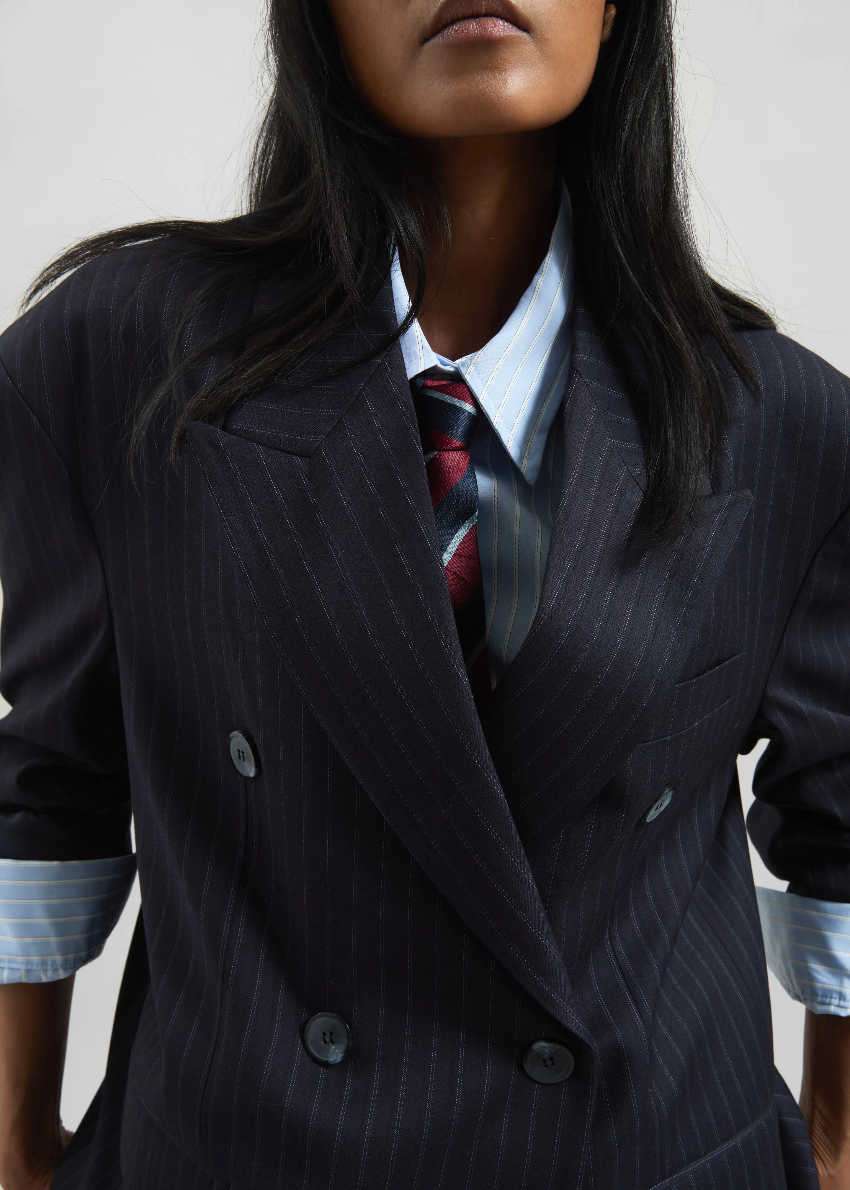 Tarbert Double-Breasted Blazer - Navy Pinstripe