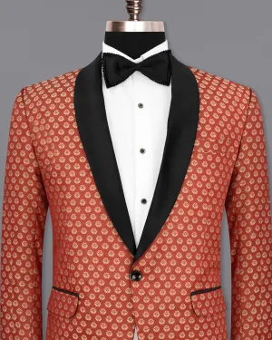Terracotta with Chardonnay Floral Designer Tuxedo Blazer