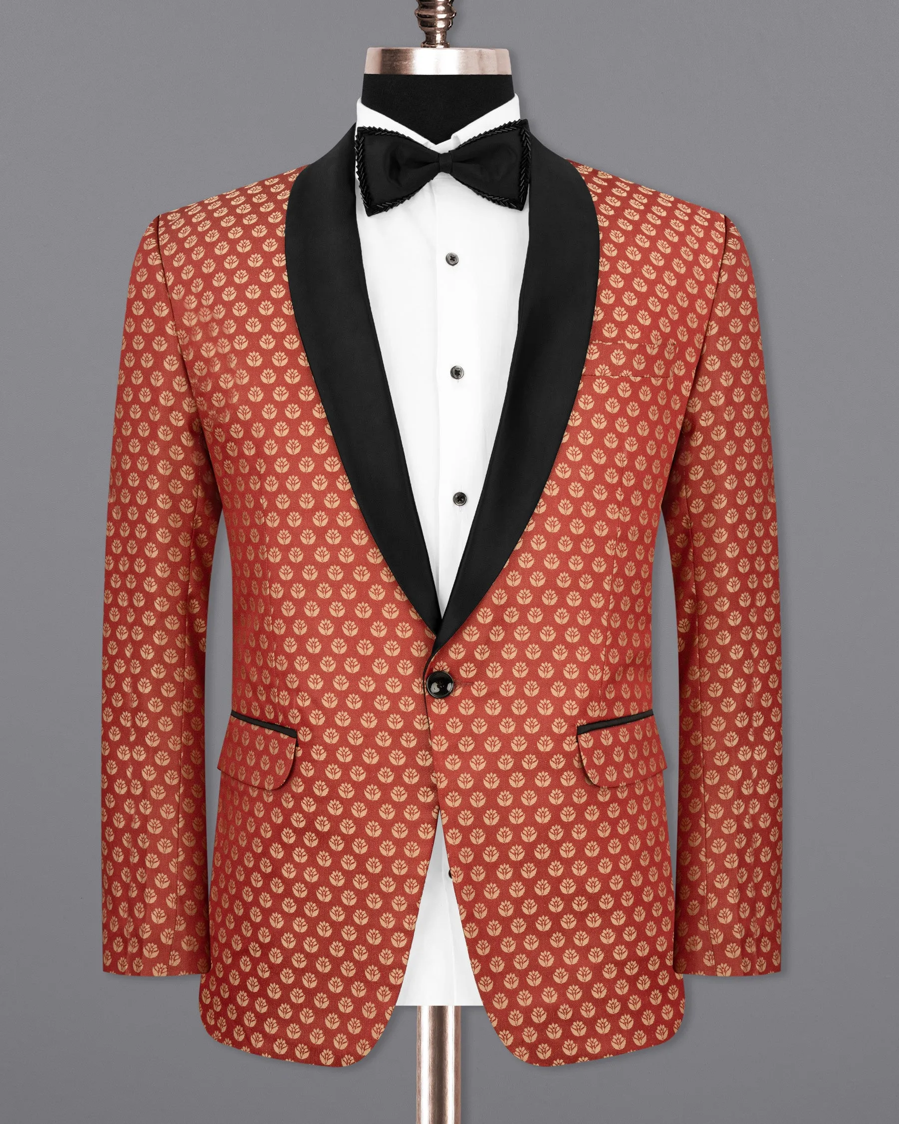 Terracotta with Chardonnay Floral Designer Tuxedo Blazer