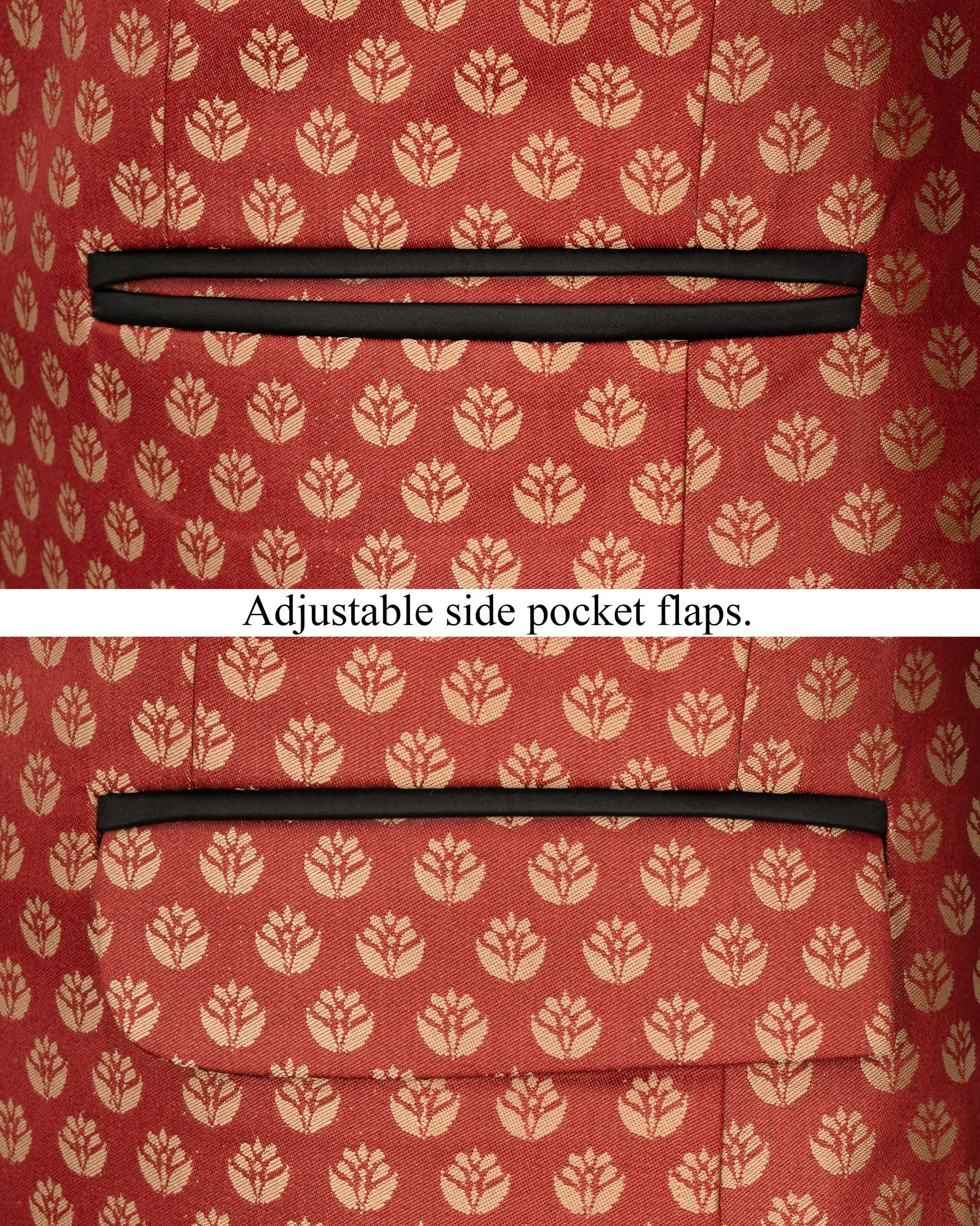 Terracotta with Chardonnay Floral Designer Tuxedo Blazer