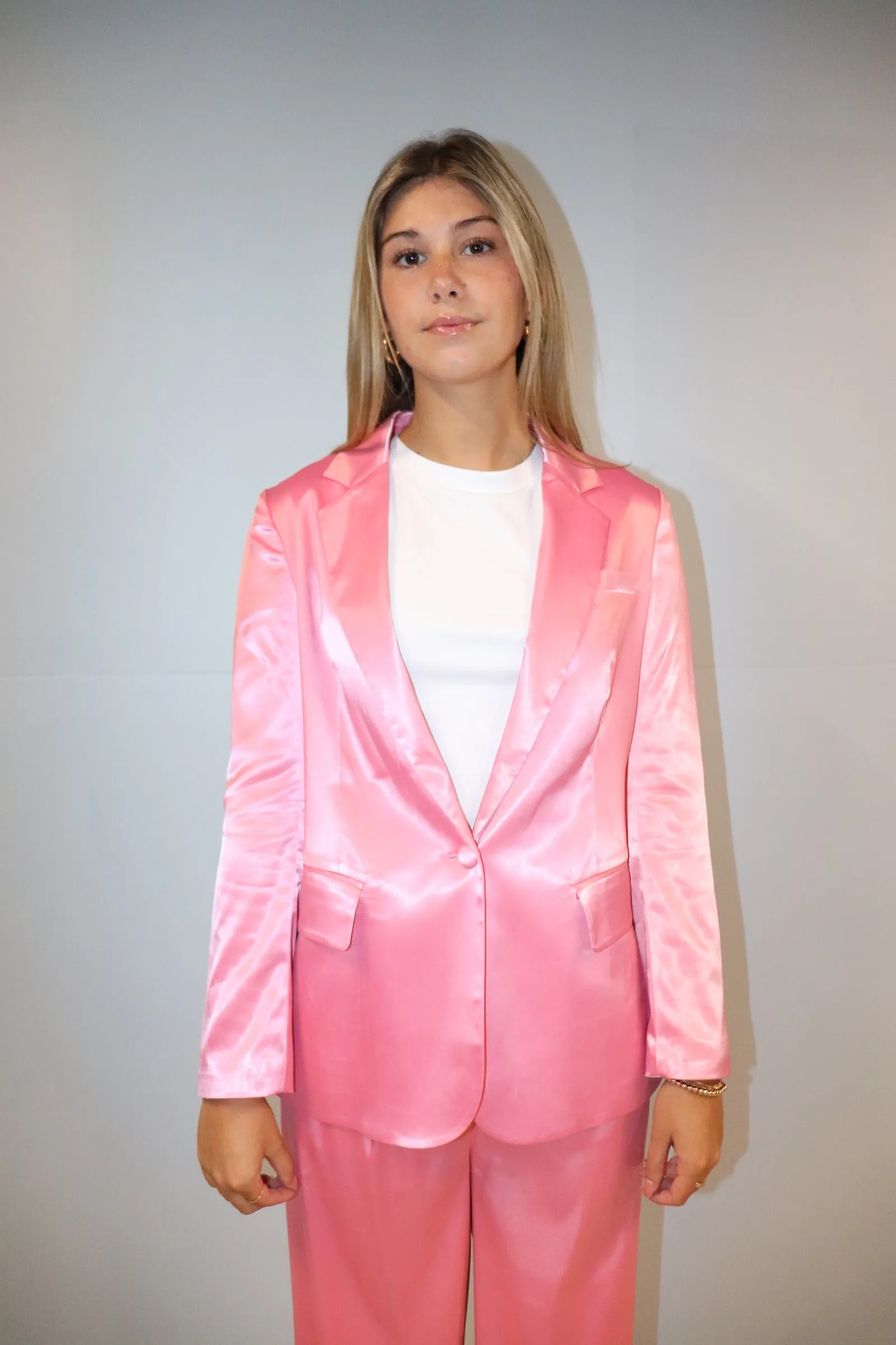 The Margot Satin Blazer | Pink