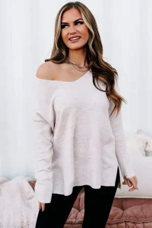 Totally Taken Two-Toned V-Neck Sweater (Pink)