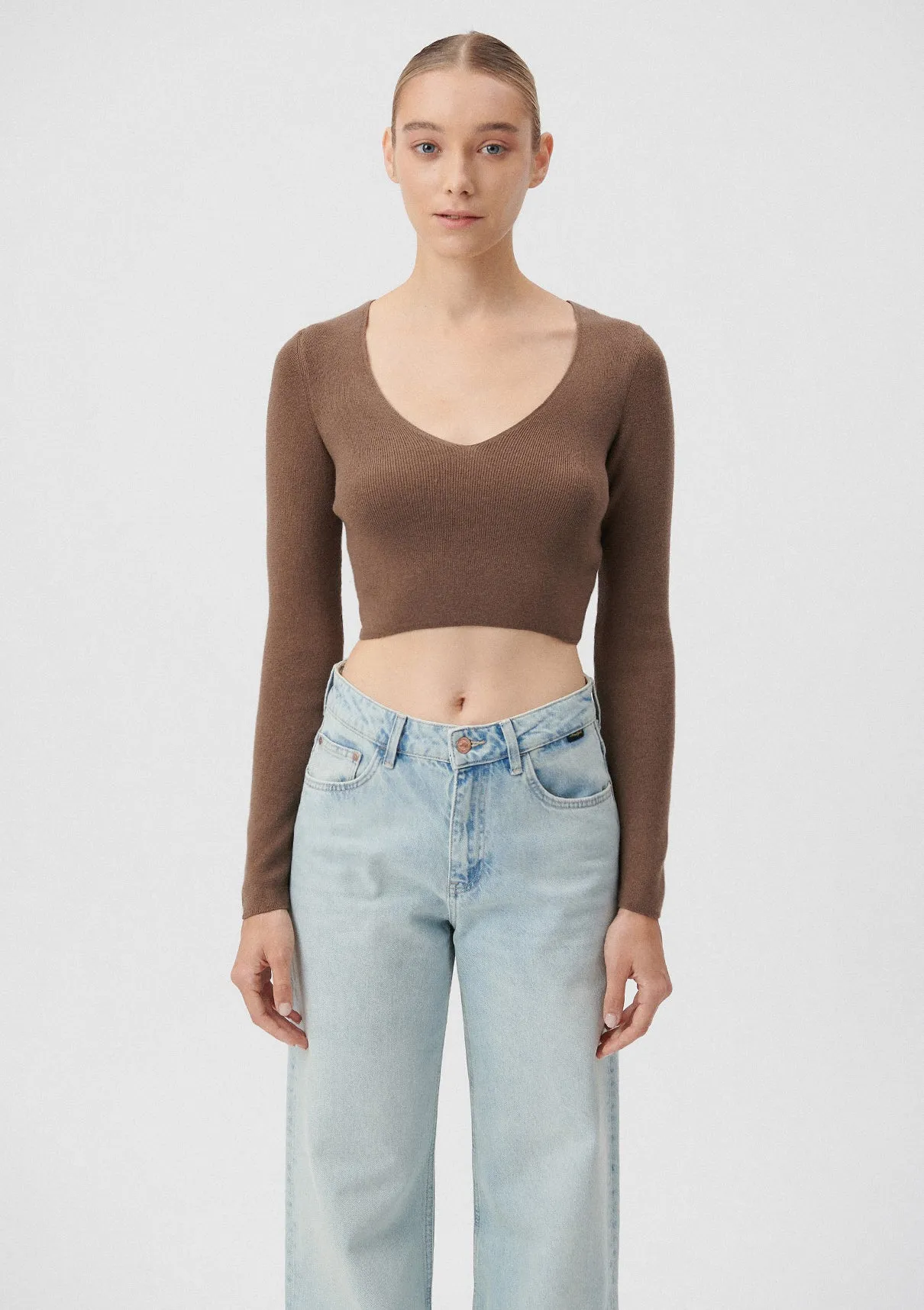 V Neck Brown Sweater