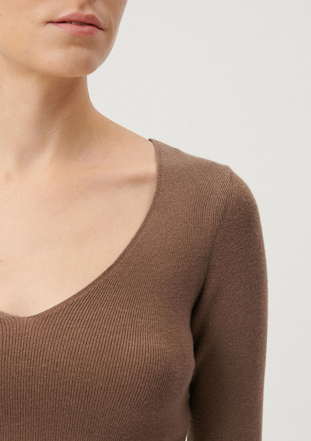 V Neck Brown Sweater