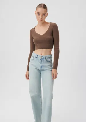V Neck Brown Sweater