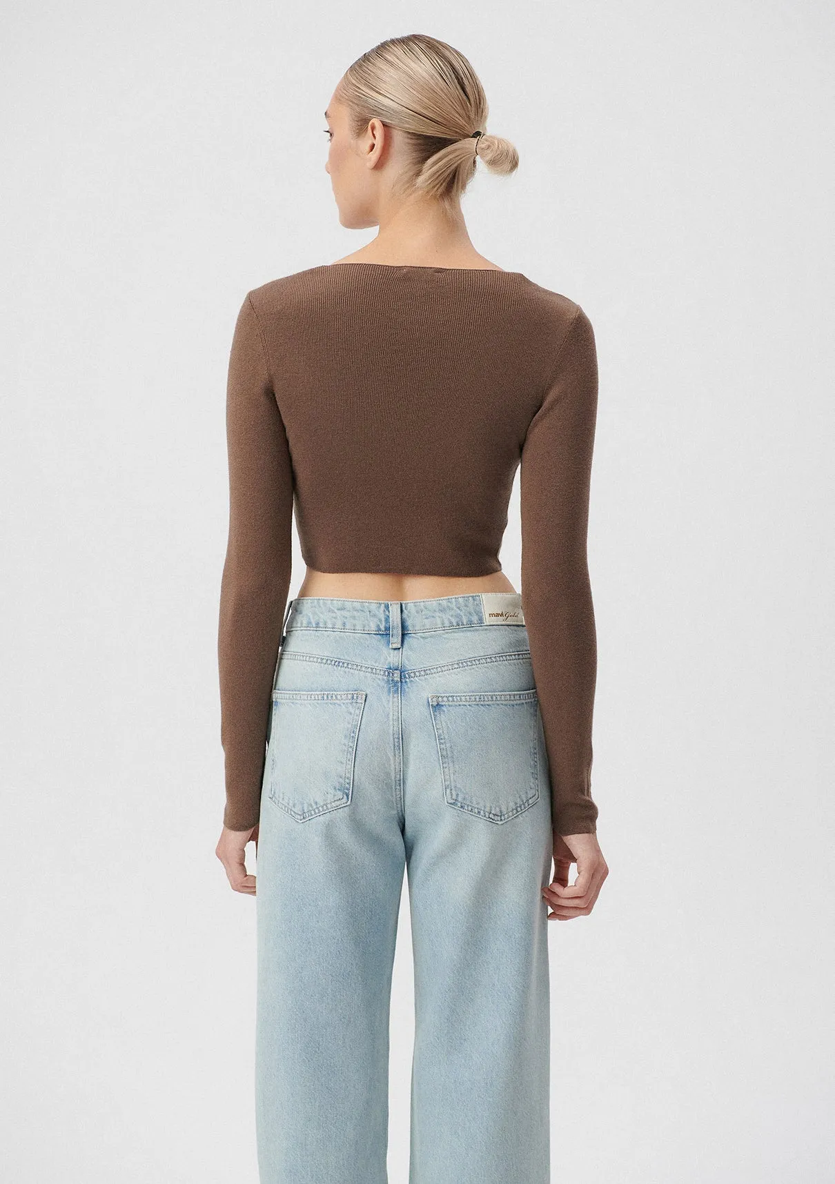 V Neck Brown Sweater