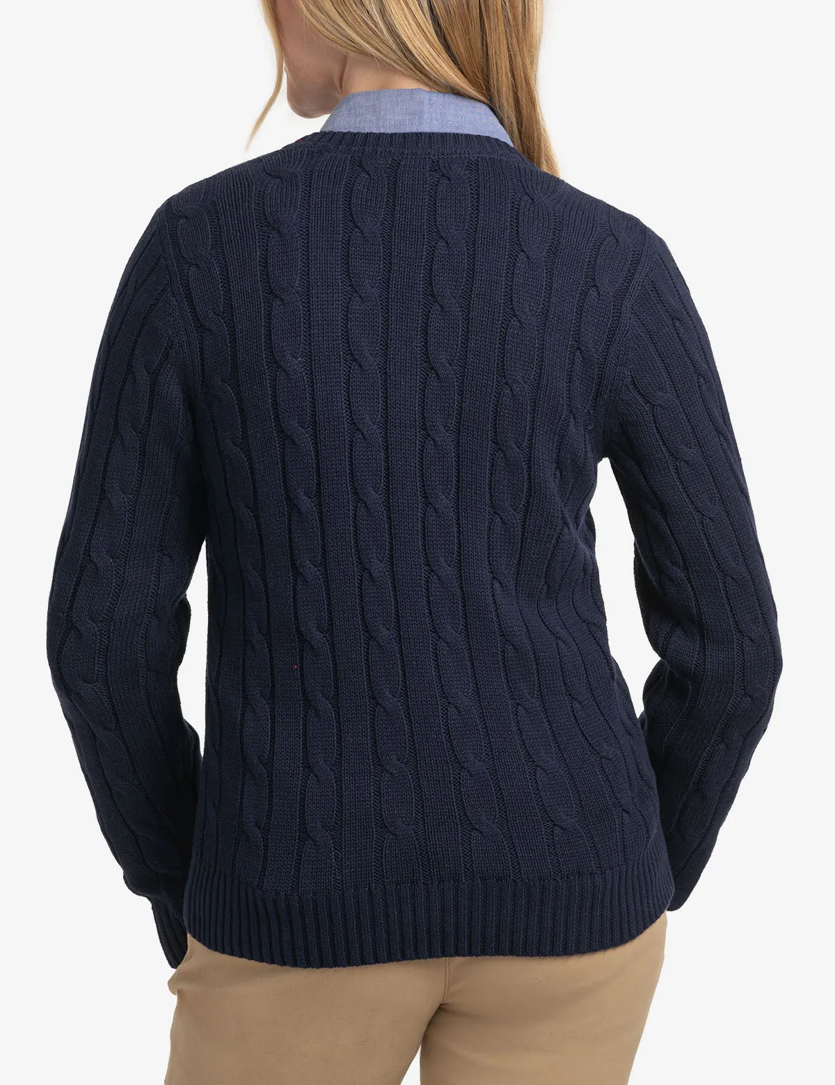 V-NECK CABLE PULLOVER SWEATER