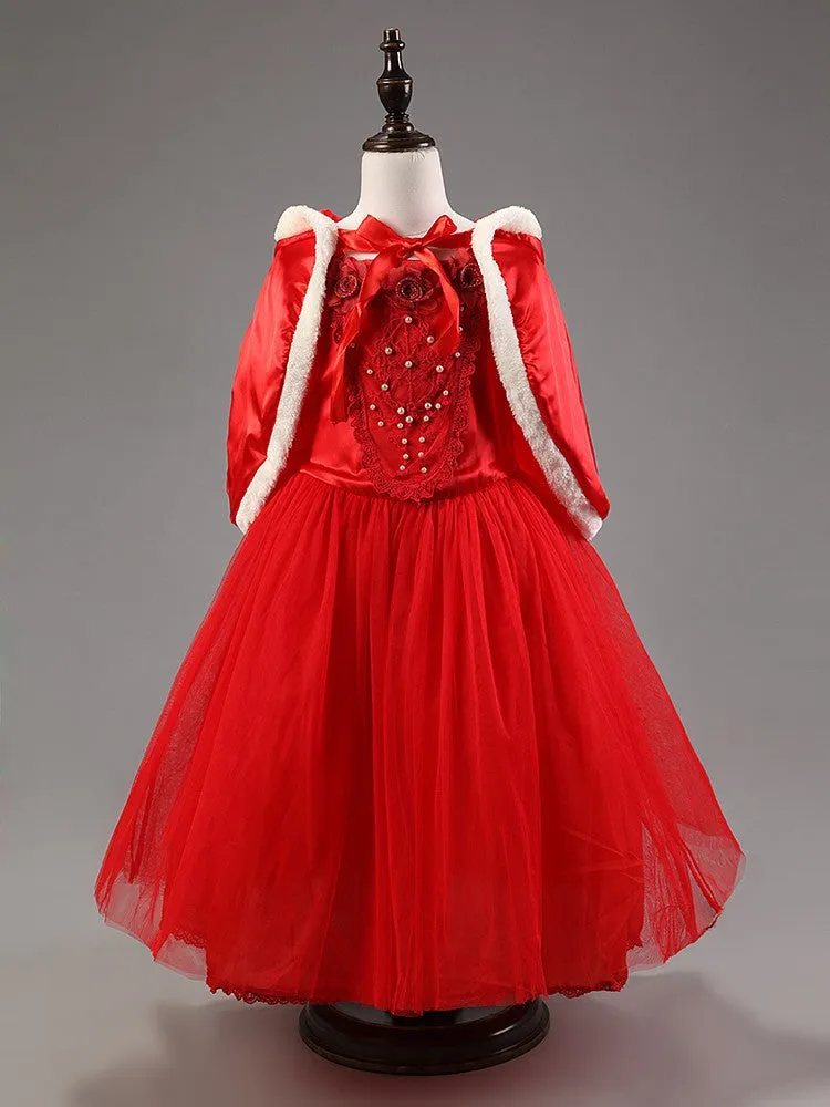 Winter Girl Dress Children Red Hoodie Princess Dresses Kids Christmas Party Costume for Girl With Cap Dresses for Girls