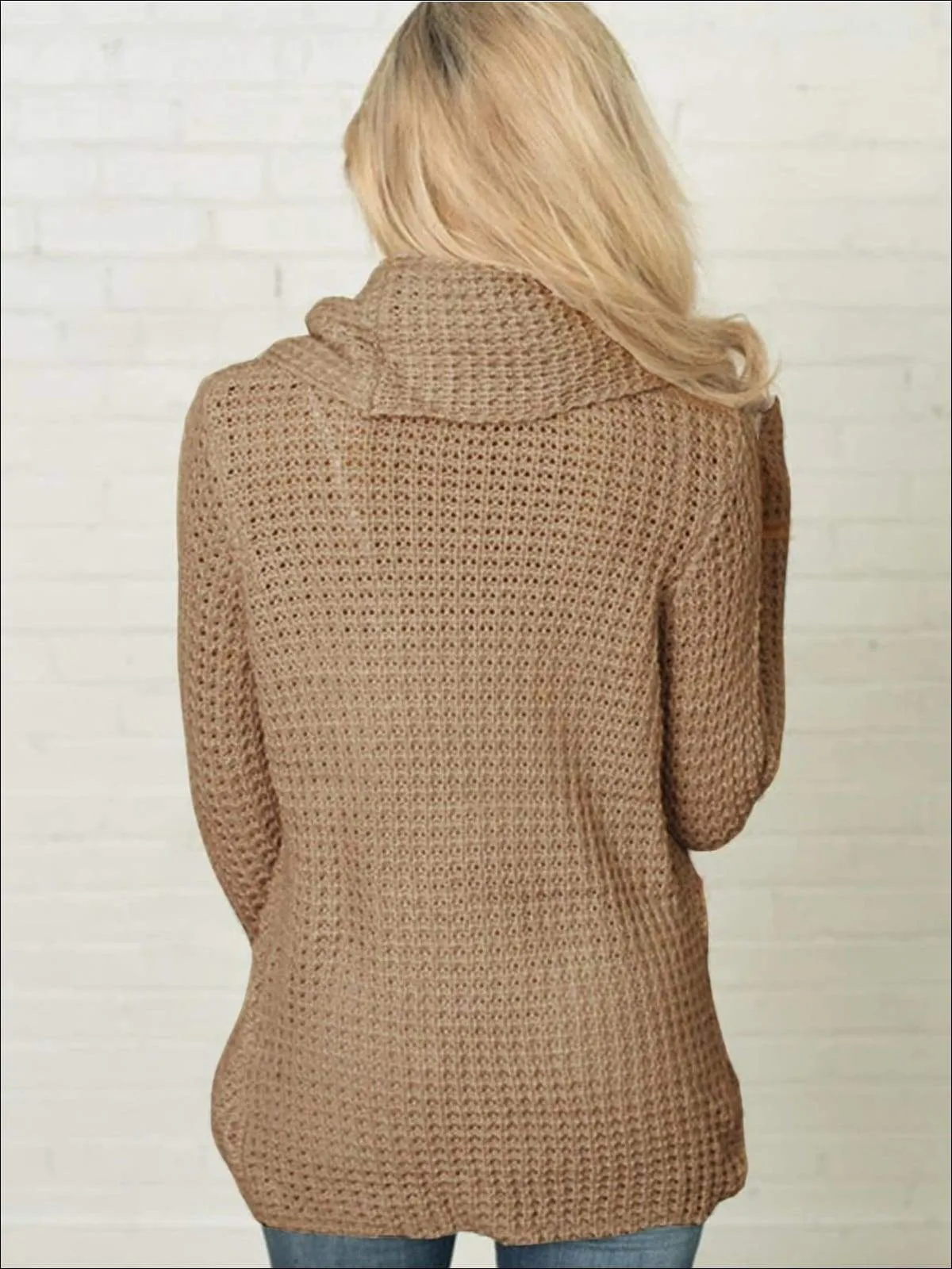 Women's Fall Knitted Turtleneck Sweater Poncho