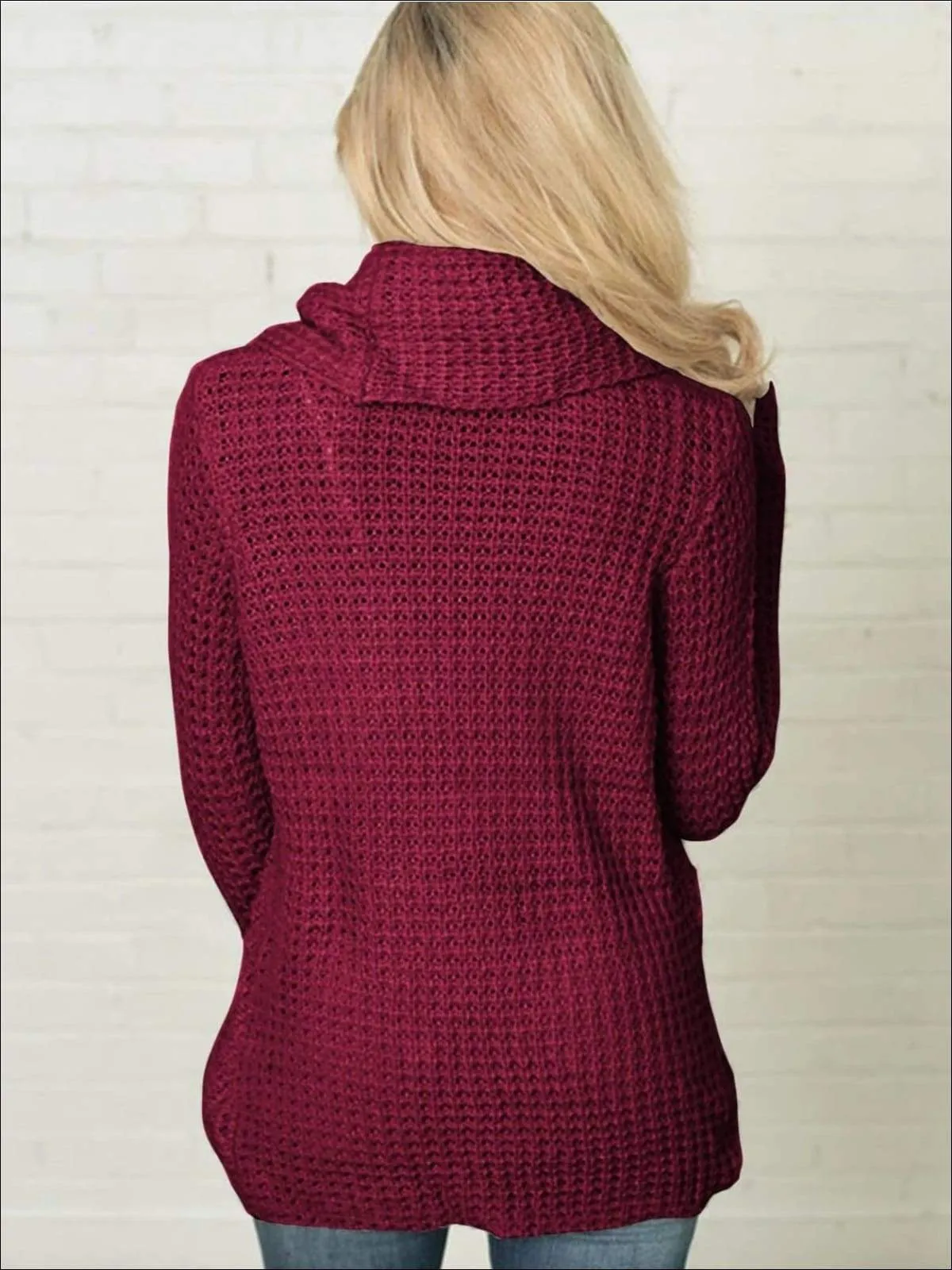 Women's Fall Knitted Turtleneck Sweater Poncho