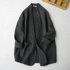 Yuko Causal Cotton Linen Oversized Blazer - 2 Colors