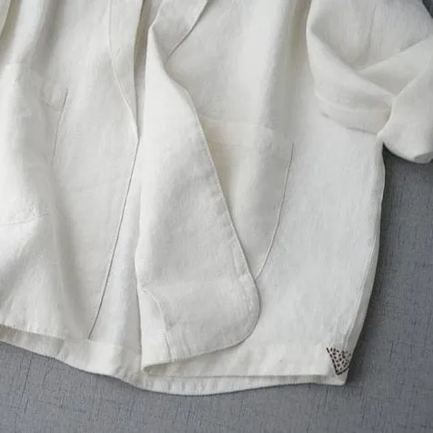 Yuko Causal Cotton Linen Oversized Blazer - 2 Colors
