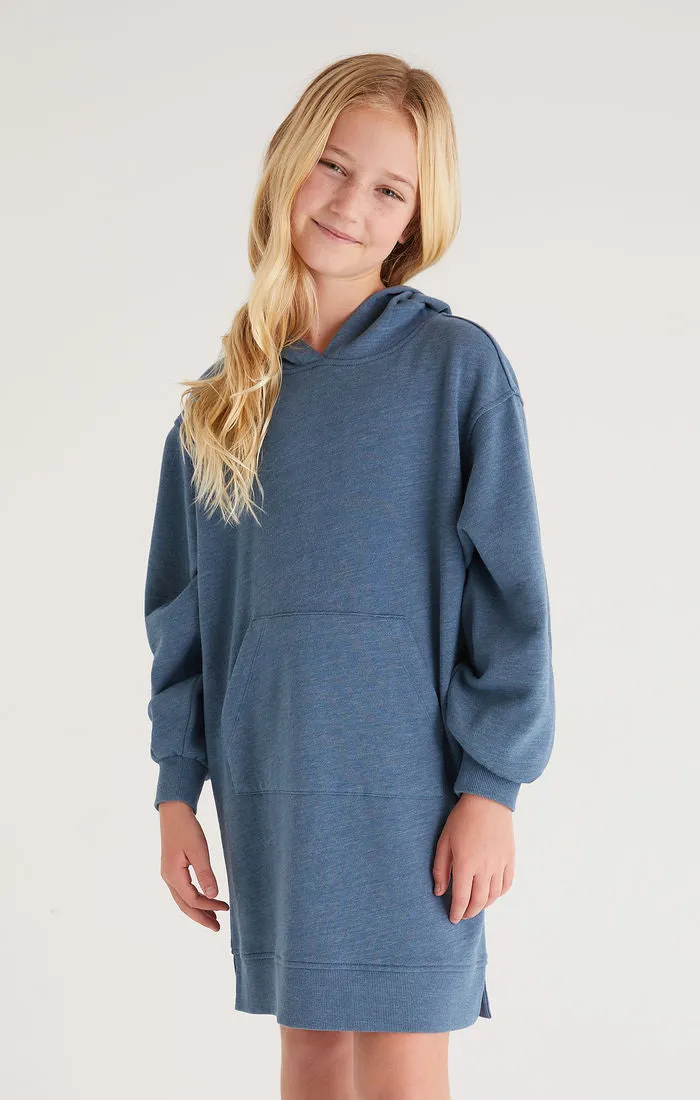 Z Supply Girls Aiden Hoodie Dress - Caribbean Blue
