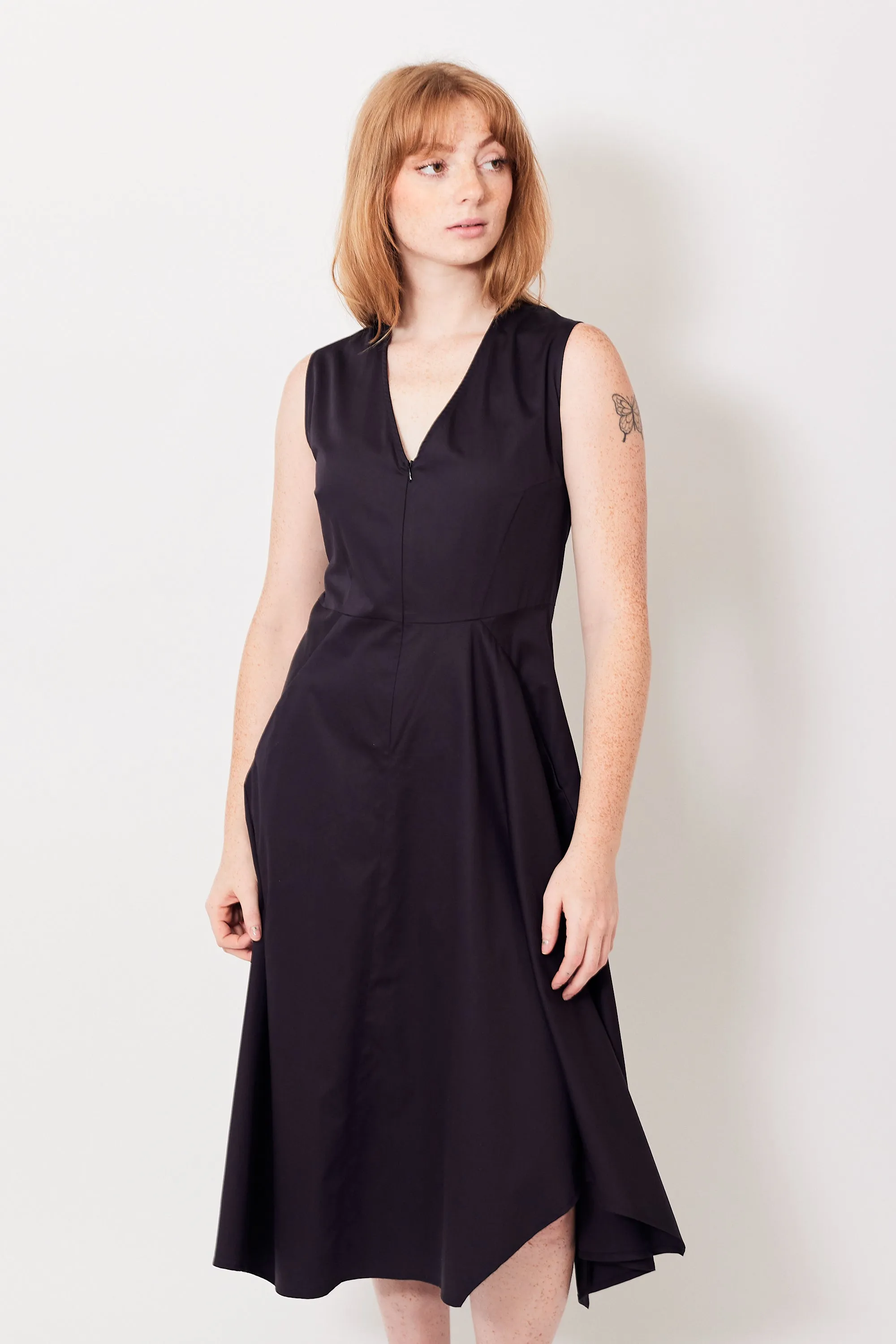 Zero   Maria Cornejo Sleeveless Cotton Broadcloth Wave Dress