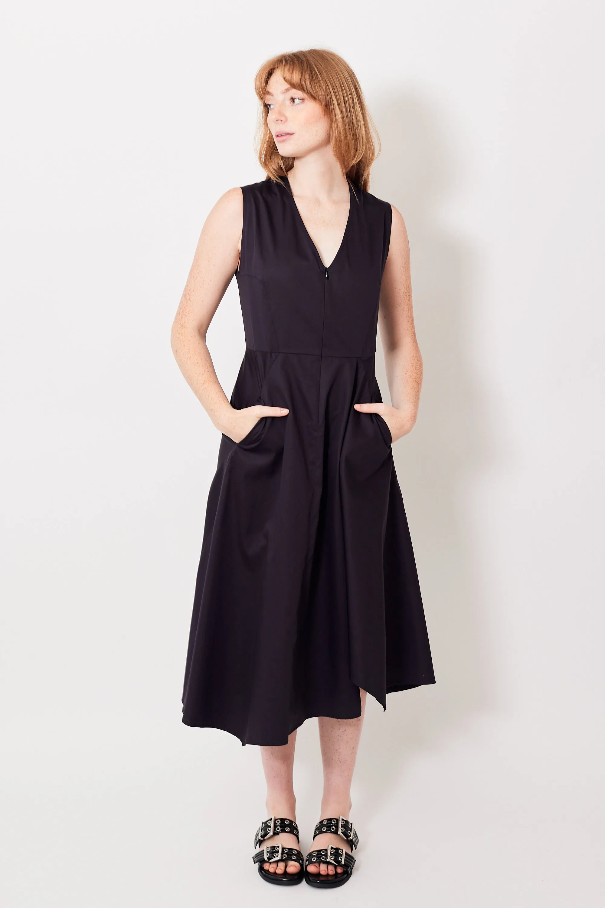 Zero   Maria Cornejo Sleeveless Cotton Broadcloth Wave Dress